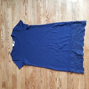 (L) The Prairie by Rachel Ashwell Beautiful Navy Blue Dress with Lace Accenta